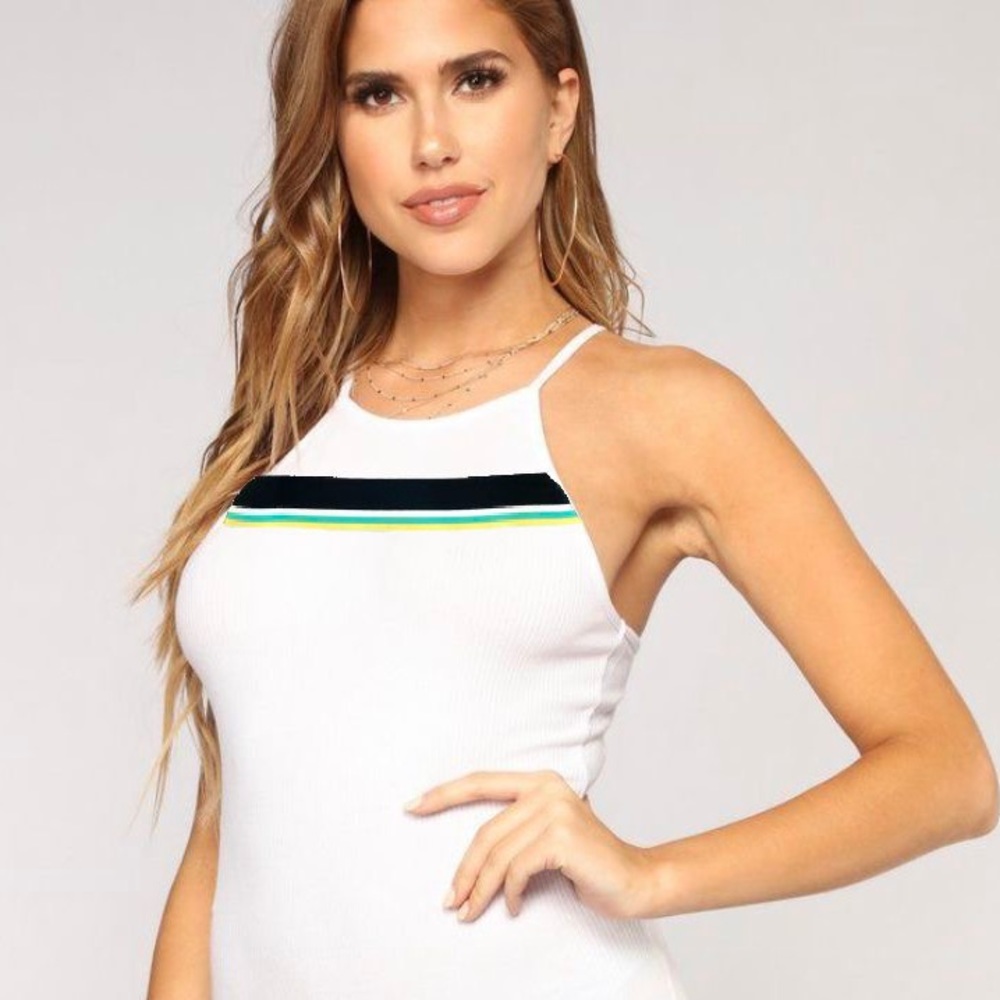 Forever 21 White Ribbed Knit Bodysuit